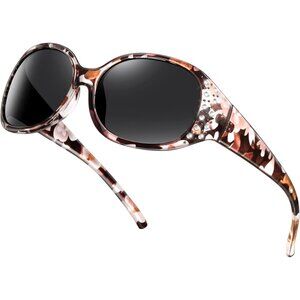 Women's Multi Frame Eyes Protection Sunglasses Polarized Rhinestone Around Wrap